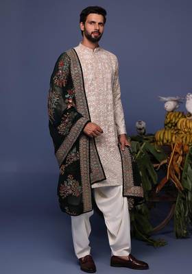 Faiz beige kurta set 5
