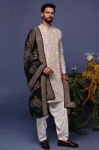 Faiz beige kurta set