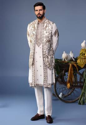 Aatif pichwai ivory kurta 1 jacket set 1