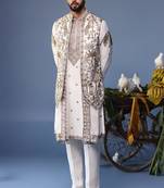 Aatif pichwai ivory kurta 1 jacket set