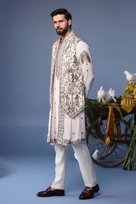 Aatif pichwai ivory kurta 1 jacket set 3
