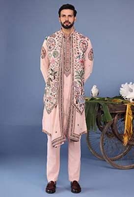 Abeer pink kurta 1 jacket set 1