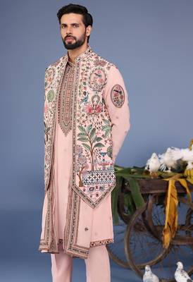 Abeer pink kurta 1 jacket set 4
