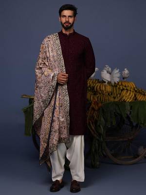 Rafi wine kurta set 1