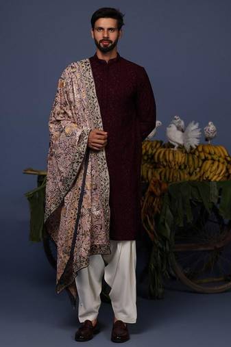 Rafi wine kurta set