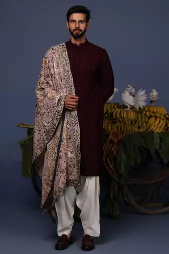 Rafi wine kurta set