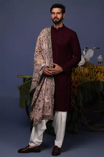 Rafi wine kurta set