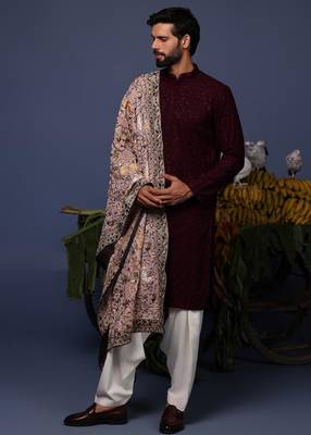 Rafi wine kurta set 3