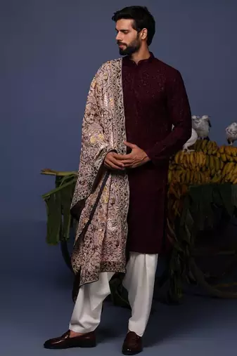Rafi wine kurta set