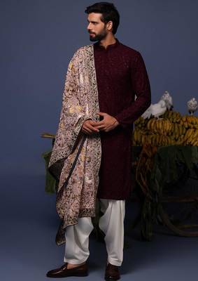 Rafi wine kurta set 4