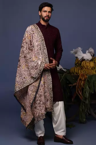 Rafi wine kurta set