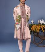 Ahad pink kurta 1 jacket set