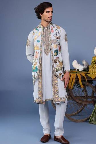 Farees cocktail blue kurta 1 jacket set