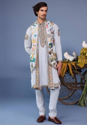 Farees cocktail blue kurta 1 jacket set 2