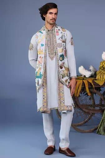 Farees cocktail blue kurta 1 jacket set