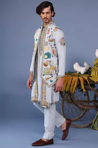 Farees cocktail blue kurta 1 jacket set