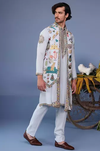 Farees cocktail blue kurta 1 jacket set