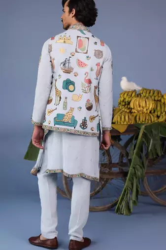 Farees cocktail blue kurta 1 jacket set