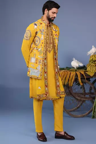 Kainaat haldi kurta 1 jacket set