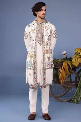 Kainaat ivory kurta 1 jacket set
