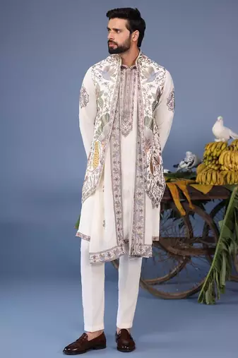 Asim wild grace ivory kurta 1 jacket set