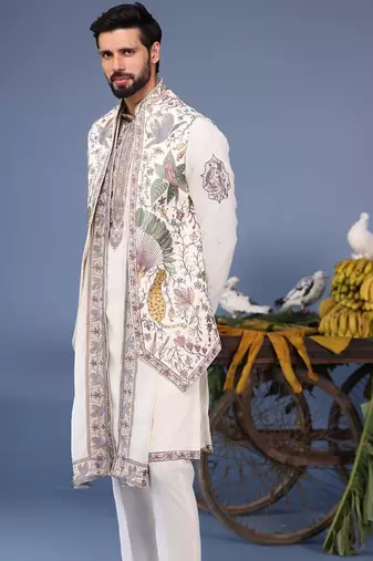 Asim wild grace ivory kurta 1 jacket set