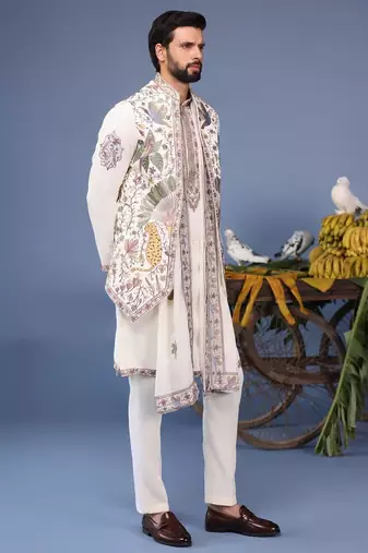 Asim wild grace ivory kurta 1 jacket set
