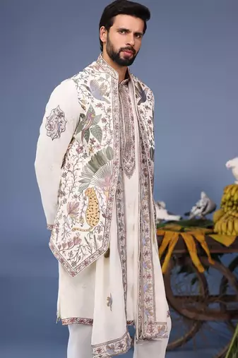 Asim wild grace ivory kurta 1 jacket set