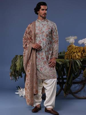 Ehaan sky Grey kurta set 1