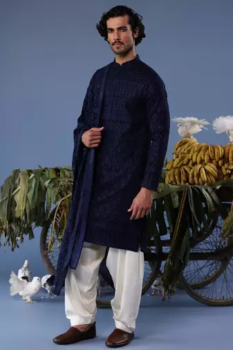 Daniyaal navy blue kurta set