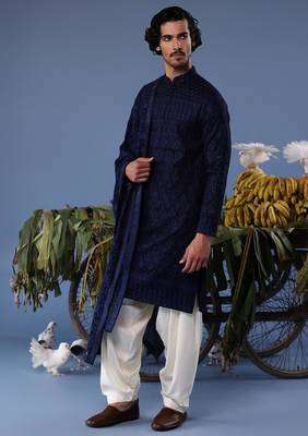 Daniyaal navy blue kurta set 3