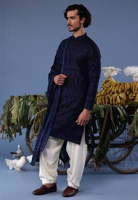 Daniyaal navy blue kurta set 4