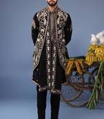 Zubir pichwai zari black kurta 1 jacket set