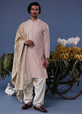 Basir pink kurta set 1