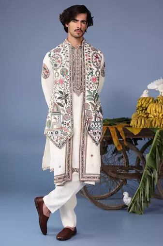 Bilal ivory kurta 1 jacket set