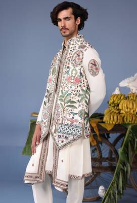 Bilal ivory kurta 1 jacket set 4