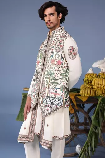Bilal ivory kurta 1 jacket set