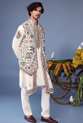 Bilal ivory kurta 1 jacket set 5