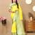 lemon all over zari motifs silk blend saree with contrast pallu