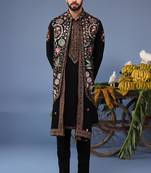Dawar black kurta 1 jacket set