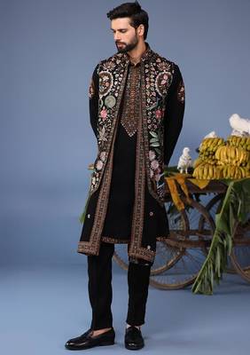 Dawar black kurta 1 jacket set 2