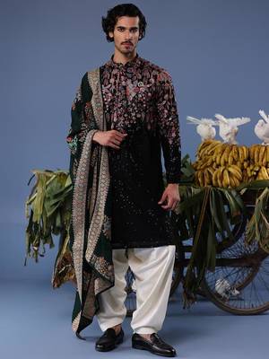 Siyah black kurta set 1