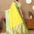 lemon all over zari motifs silk blend saree with contrast pallu