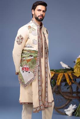 Musaafir cream kurta 1 jacket set 4