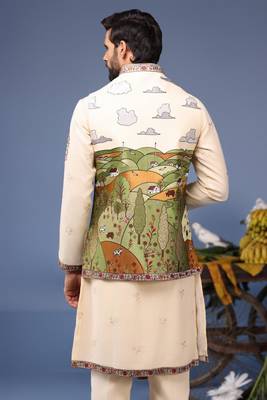 Musaafir cream kurta 1 jacket set 5