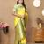 lemon all over zari motifs silk blend saree with contrast pallu