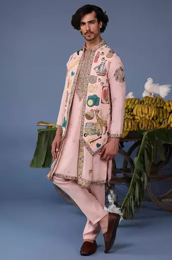Jaadcocktail pink kurta 1 jacket set