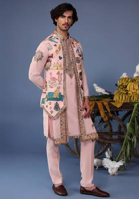 Jaadcocktail pink kurta 1 jacket set 5