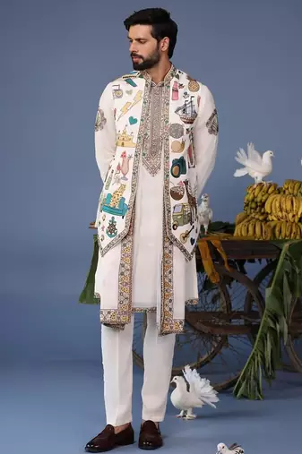 Jihan cocktail ivory kurta 1 jacket set