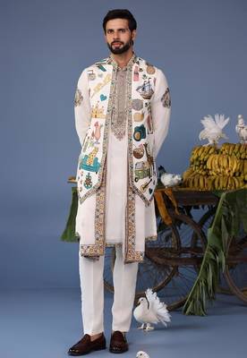Jihan cocktail ivory kurta 1 jacket set 3